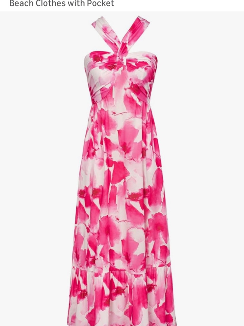 Grace Karin Pink & White Floral Halter Maxi Dress